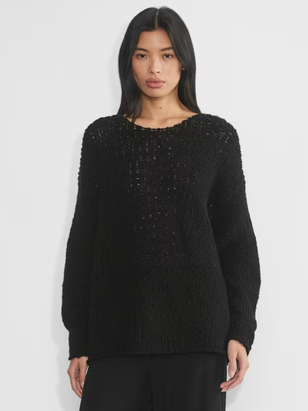 The Group Black 78% Wool Chunky Loose Knit Riva Sweater